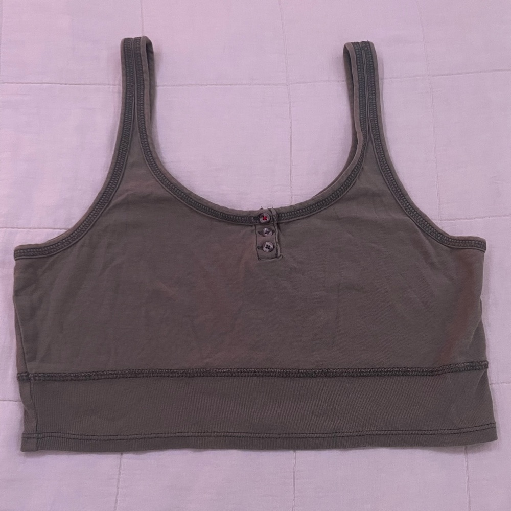 green BDG cropped button green tank top